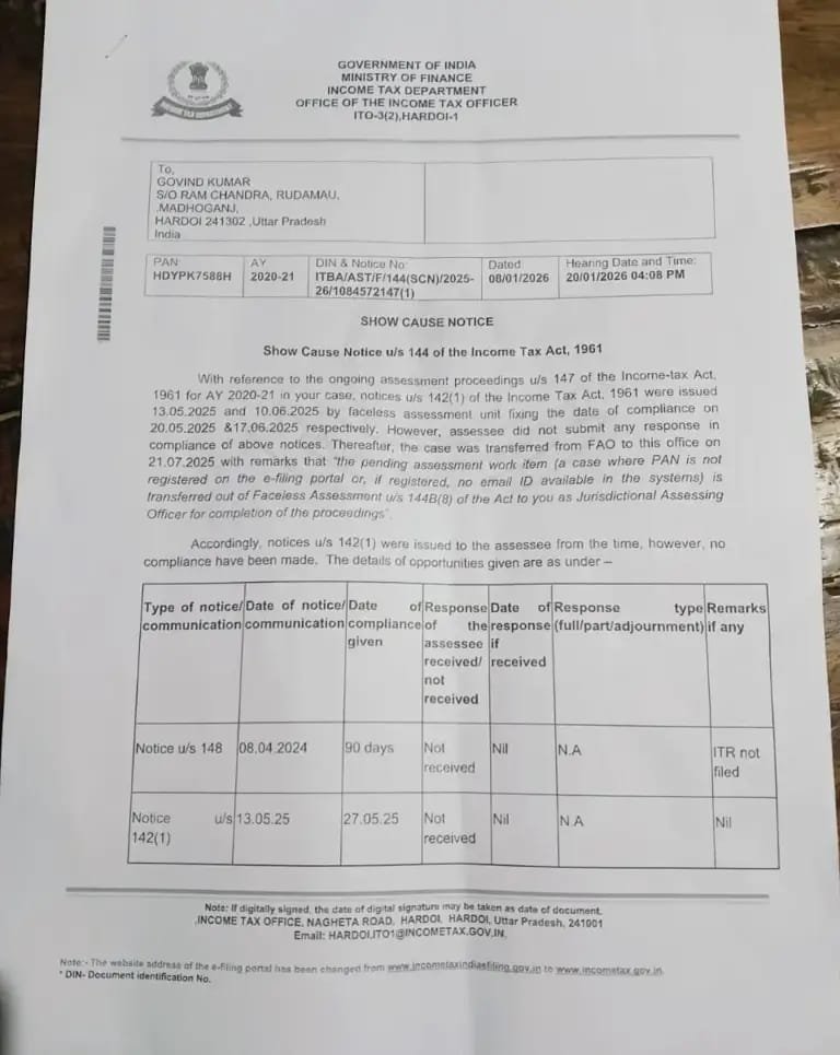 आयकर वसूली नोटिस